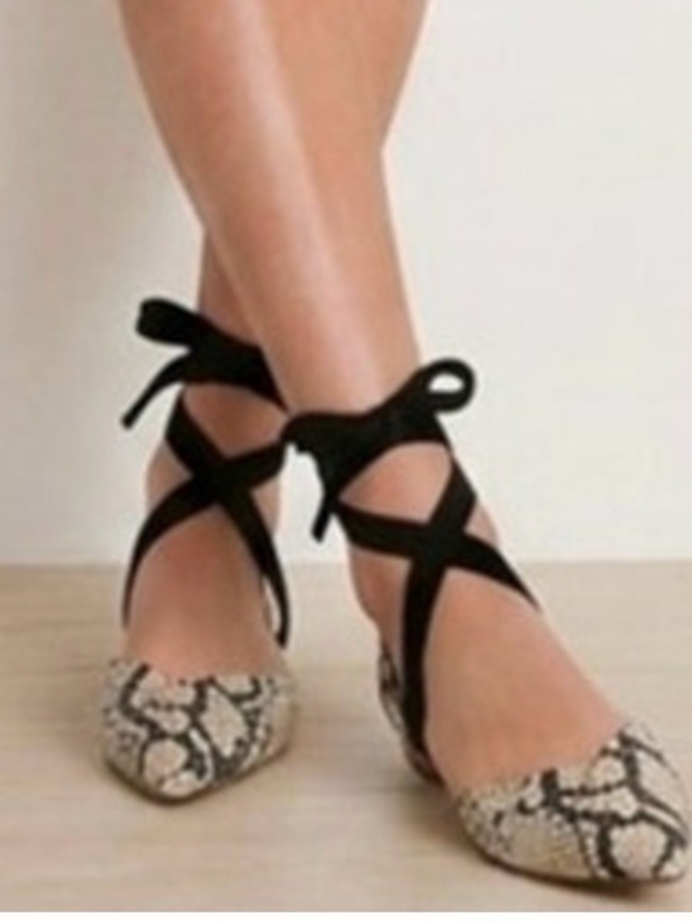 NIB Schutz Barbrah Snake Print Tie Ankle Ballet Flats
Black Gray 6.5 Balletcore